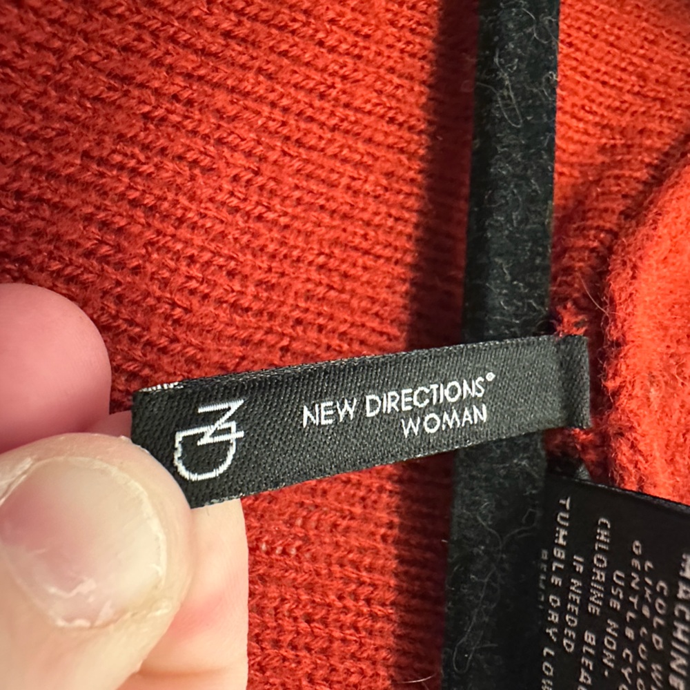 New Directions Red and Black Striped Cardigan - Picture 3 of 4